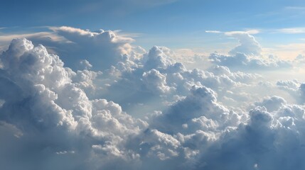 Fototapeta premium Breathtaking aerial view of a sea of fluffy white clouds from above.
