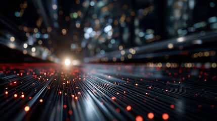 Data Stream in City: A visual representation of data streams coursing through a modern metropolis, capturing the essence of digital connectivity and urban life.