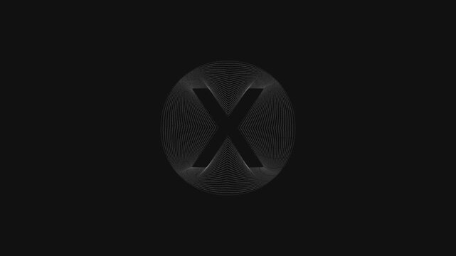Minimalist X Logo: Abstract Linear Wave Animation on Dark Background