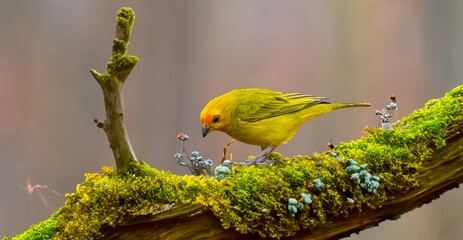 Saffron finch, also known as the true canary, ground canary, garden canary, roof canary, field canary, little canary, ground canary, crown-tailed canary, and fire-headed canary. Sicalis flaveola.