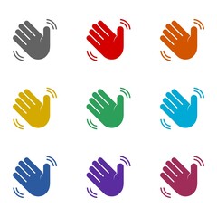 Fototapeta premium Waving hand icon isolated on white background. Set icons colorful