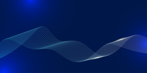 Dark Blue Abstract Telecommunication Background with Digital Signal Wave Lines Representing Frequency and Wireless Technology