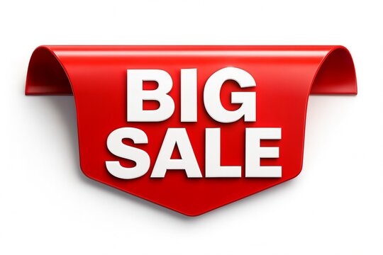 Bold red tag with white text announcing a big sale event for retail promotions and marketing