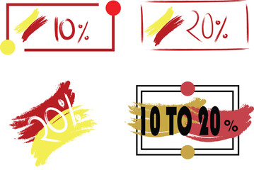 Four discount tags with brush strokes isolated on