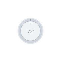Modern Smart Thermostat Displaying 72 Degrees with Circular Design and Arrow Indicator.