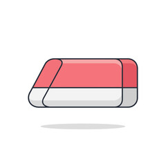 Pink and White Eraser with Rounded Edges and Black Outline.