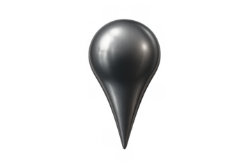 Metallic 3d location pin icon representing navigation, destination, and point of interest on a transparent background