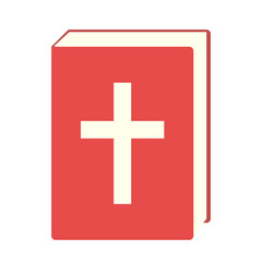 Fototapeta premium Red bible icon isolated on white background. red book with Christian cross on cover. vector book flat sign