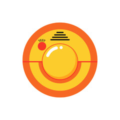Round Orange and Yellow Smoke Detector Illustration with Red Test Button.