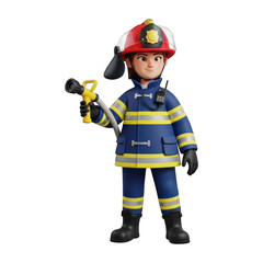 Three dimensional character figure representing a dedicated emergency responder ready for duty