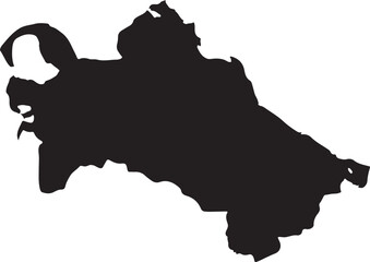 Silhouette map of Turkmenistan on a white background Asia country