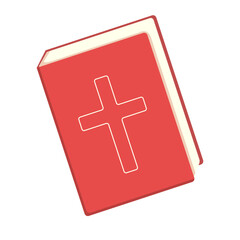 Fototapeta premium Red bible icon isolated on white background. red book with Christian cross on cover. vector book flat sign