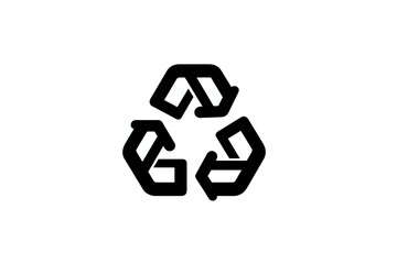 Obraz premium Black recycling symbol isolated on white background, representing sustainability and environmental conservation for eco-friendly design projects.