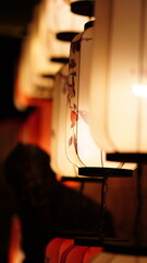 The colorful Chinese lantern hanging up during the festival days for the good blessing
