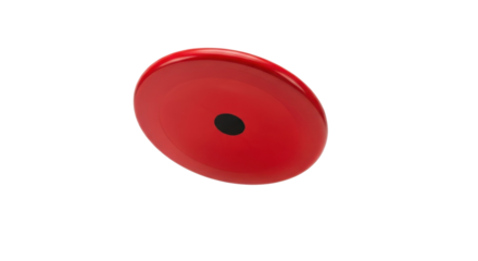 3D Render Red Glossy Oval Disc Shape with Black Center Isolated Graphic Element isolated on Transparent Background