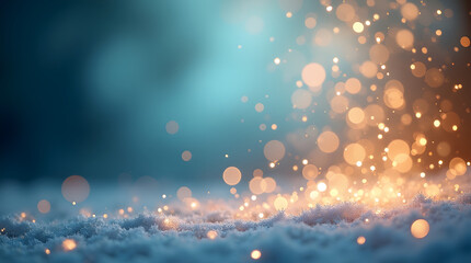 Christmas scene with copious glitter and a sparkle of twinkling lights and stars set against a mesmerizing blue and brown ombré background that graduates from a deep brown at the bottom to a soft sky 