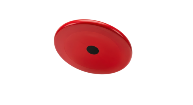 3D Render Red Glossy Oval Disc Shape with Black Center Isolated Graphic Element isolated on Transparent Background