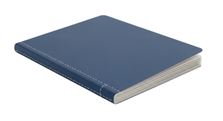 Closed Blue Notebook or Diary Illustration with White Stitching isolated on Transparent Background