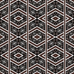 Seamless fabric pattern, Bohemian, Brown, Black, Red, White, Geometric, Antique, Native American, Fabric, Background. black and white background 