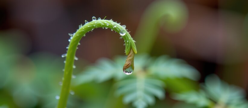 Delicate fern leaf with water droplets in a soft-focus background. - Powered by Adobe