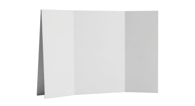 Blank White Tri-Fold Gatefold Brochure Mockup Isolated Template for Design Presentation isolated on Transparent Background