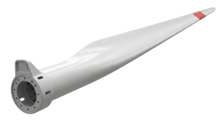 Single White Wind Turbine Rotor Blade Isolated Component for Renewable Energy Technology isolated on Transparent Background