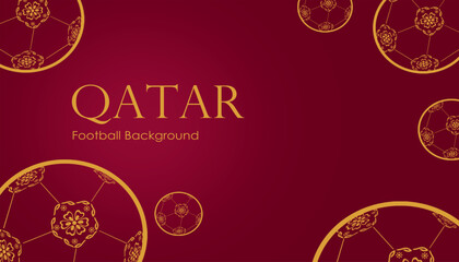 Elegant Qatar Football Background with Gold Floral Balls Pattern. Ideal for Qatar sports events, fan celebrations, football themes, game posters, soccer background and Qatar national celebrations.