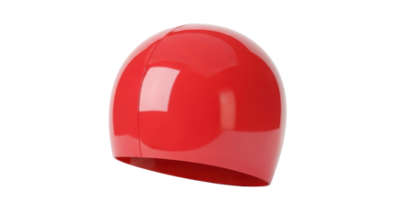 Shiny Red Rubber Swimming Cap Product Mockup isolated on Transparent Background