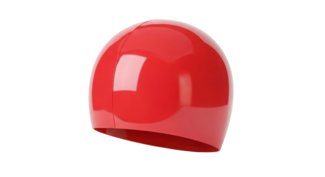 Shiny Red Rubber Swimming Cap Product Mockup isolated on Transparent Background