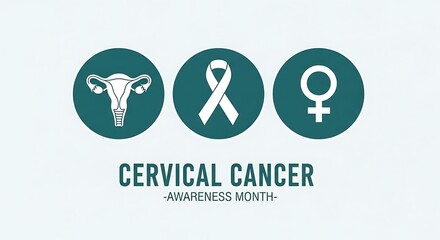 Vector illustration for cervical cancer awareness month, featuring female reproductive organ, ribbon, and gender symbol