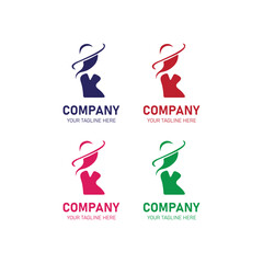 Stylish Female Figure Logo Design Template in Multiple Colors