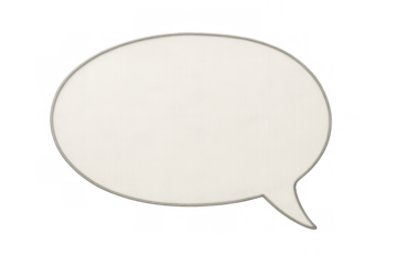 Blank white speech bubble, wood cutout, communication concept with empty dialogue box on transparent background