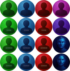 Set of icons for account, admin avatar, collection of user images, transparent png