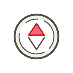 Simple Compass Rose Icon, Minimal Round Symbol Vector Line Art in Pastel Color