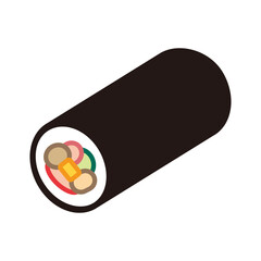 Simple Ehomaki (Good Fortune Sushi Roll) Icon, Angled Vector Line Art in Pastel Color for Setsubun
