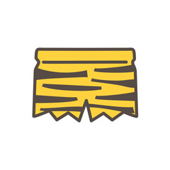 Cute Tiger Stripe Oni Pants Icon, Yellow Vector Line Art for Setsubun Costume