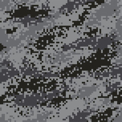 Digital camouflage seamless texture creating abstract grey pattern