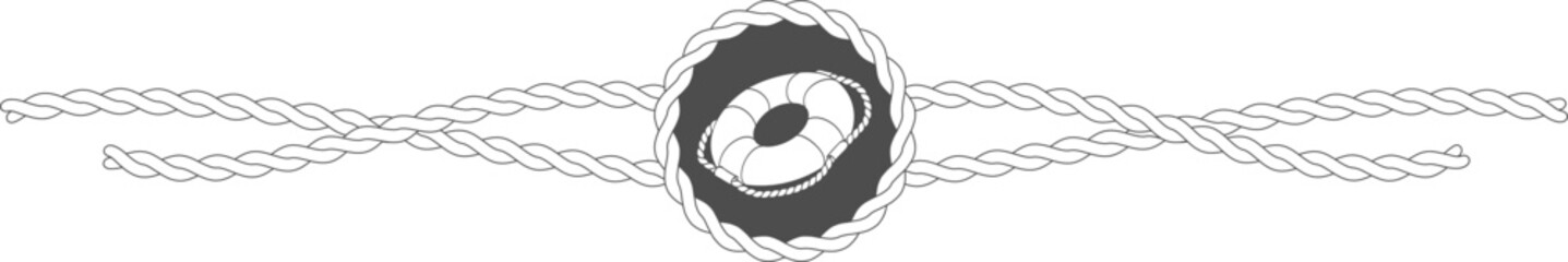Lifebuoy in dark oval with nautical rope border © Tartila