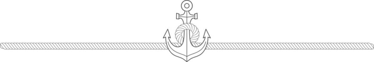 Anchor with rope line dividing border element © Tartila