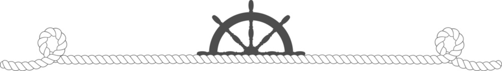 Ship's wheel forming nautical rope border element