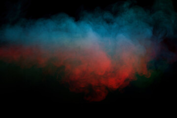 Orange and red steam on a black background.