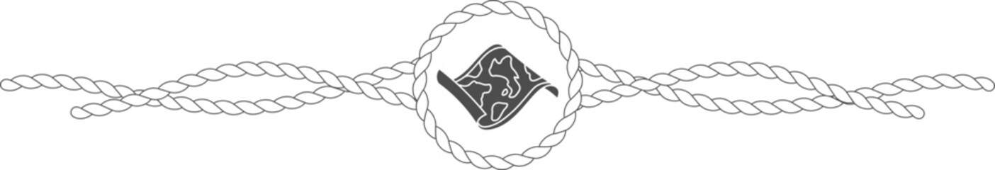 Decorative rope border holding abstract map or fabric design