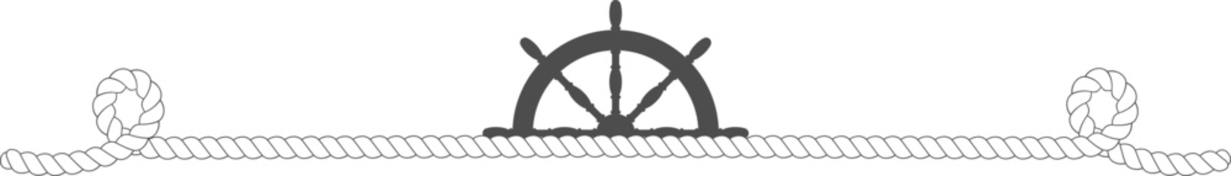 Ship's wheel forming nautical rope border element
