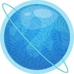 Blue planet with orbital ring and abstract patterns