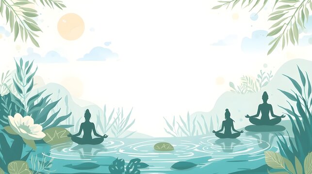 Relaxation and Wellness Stock Banner Minimalism Yoga Meditation