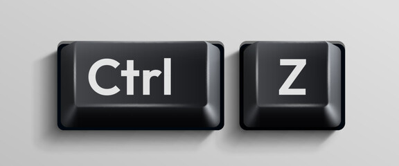 Close-up of Ctrl and Z keyboard keys, symbolizing the undo command.
