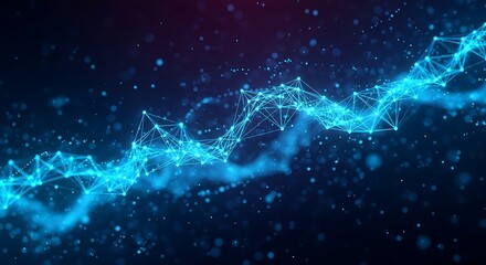 Abstract blue digital dna helix structure with particles