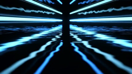Abstract blue light tunnel perspective, futuristic digital art. - Powered by Adobe