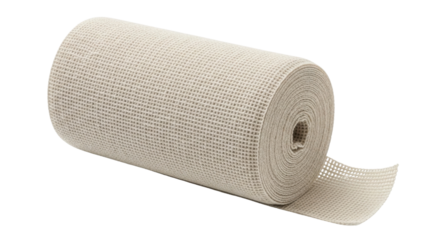 Rolled up beige elastic medical bandage ready for first aid application isolated on Transparent Background