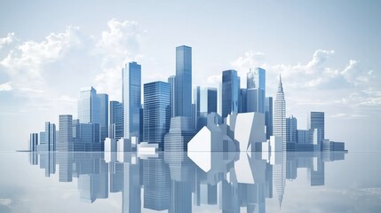 Naklejka premium Cityscape Reflection in Water